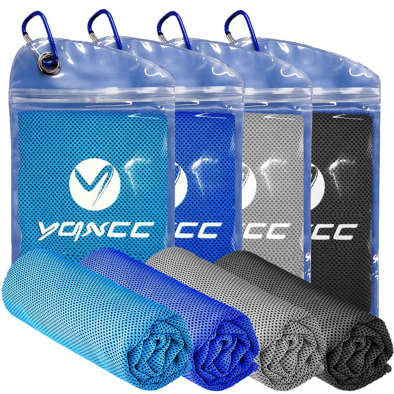 YQXCC Cooling Towels | 4 Pack 47"x12" | Ice Cool for Neck | Microfiber Soft Breathable Chilly | for Yoga, Sports, Golf, Gym, Camping, Running, Fitness, Workout & More Activities - Image 1